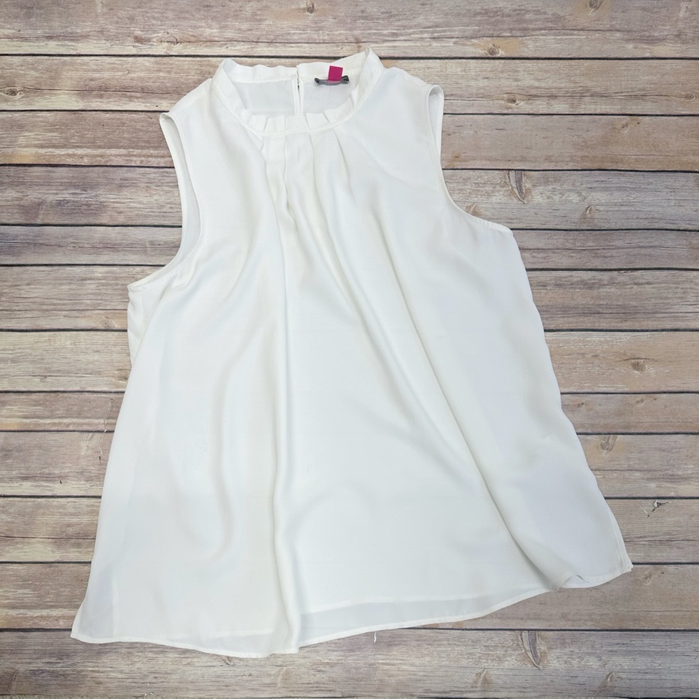 Vince Camuto Women's plus size Pleated Mock Neck top Ivory size 2X